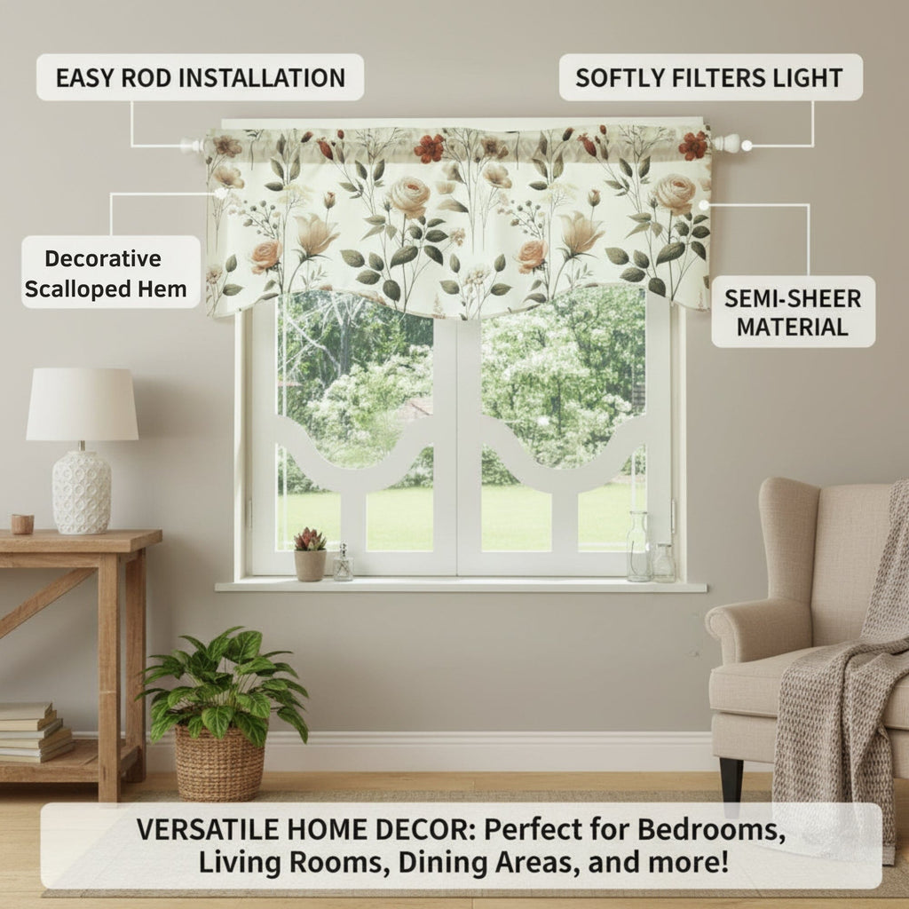 Enchanted Meadow Floral Window Valance