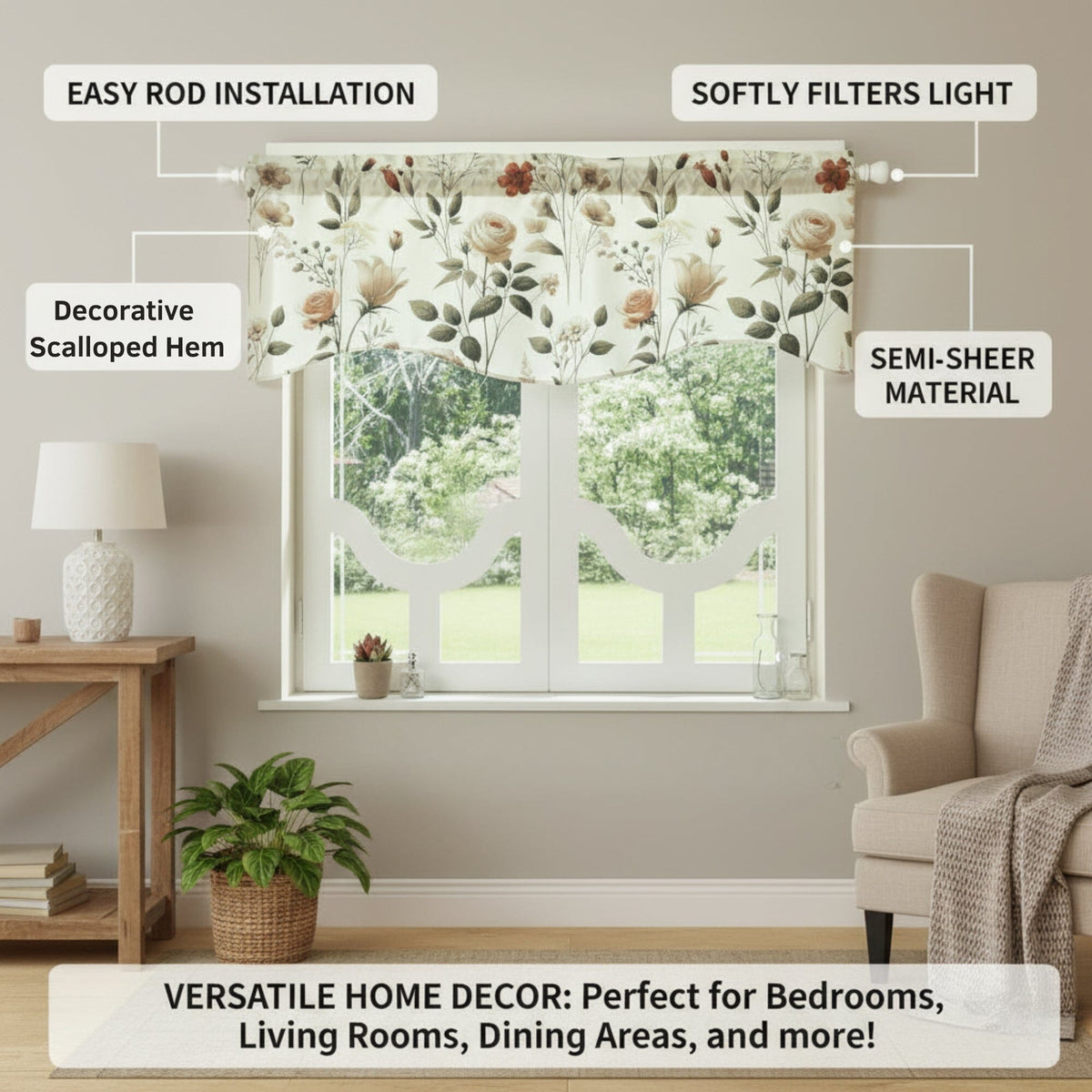 Enchanted Meadow Floral Window Valance
