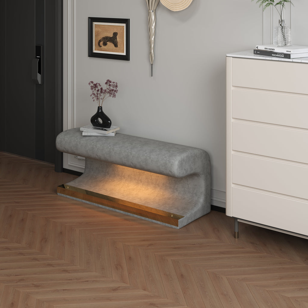Entryway Leather Ottoman LED Light