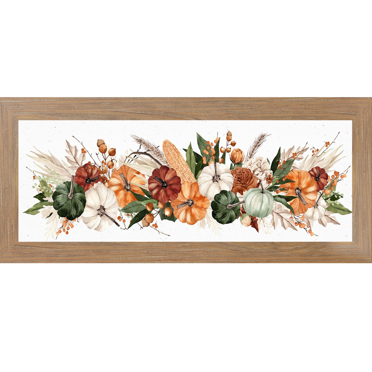 Watercolor Harvest Pumpkin Landscape Wall Art