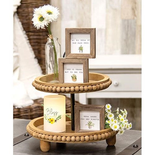 Charming Rustic Beaded Two-Tiered Tray