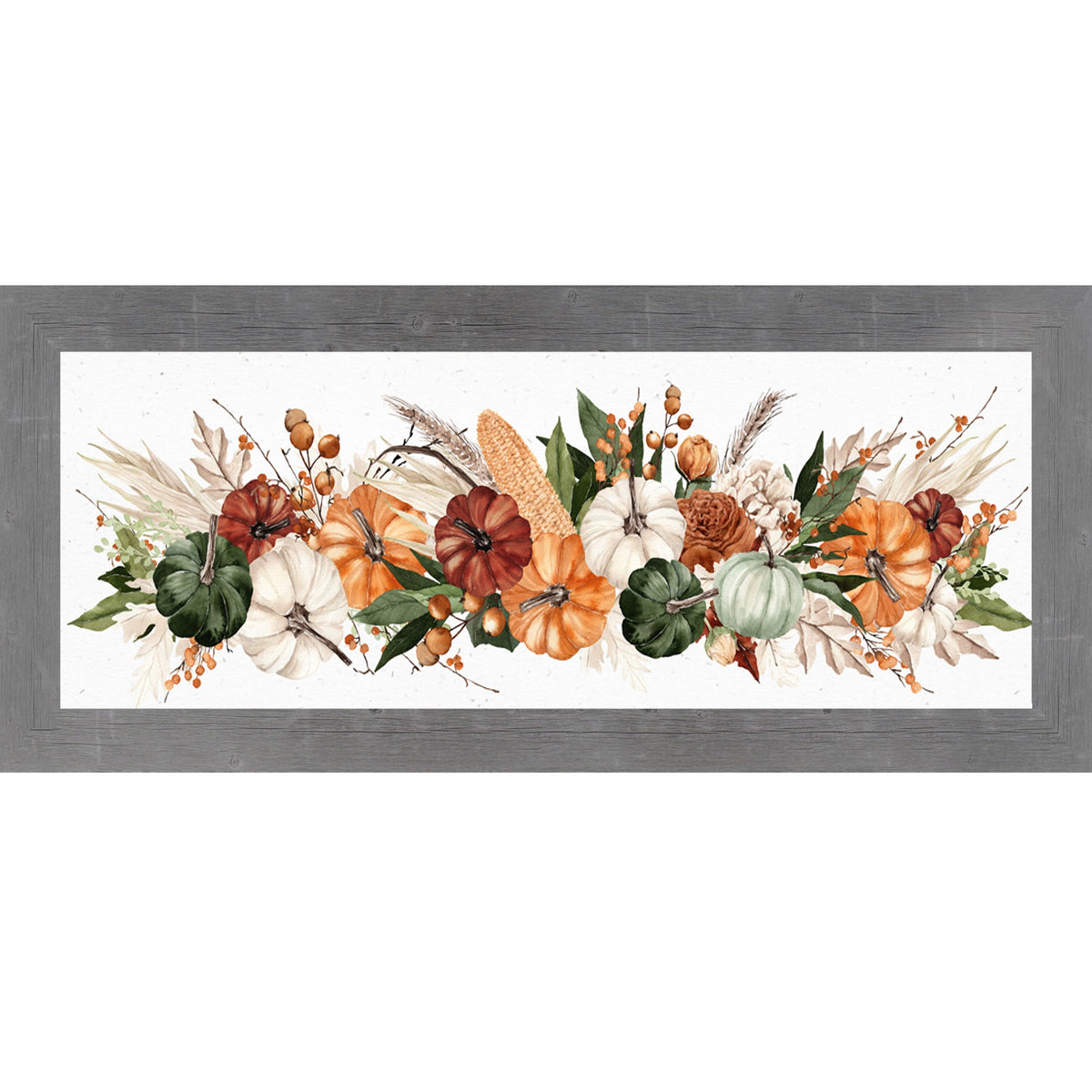 Watercolor Harvest Pumpkin Landscape Wall Art