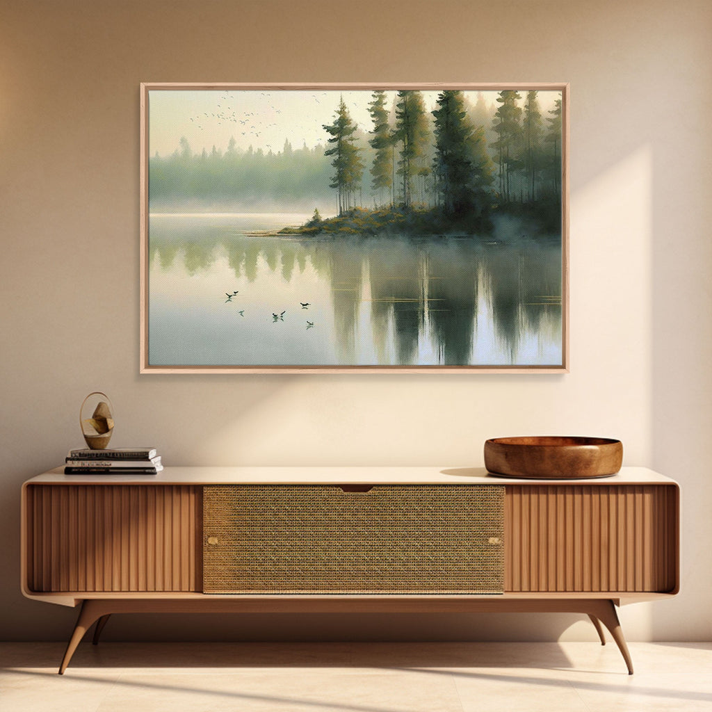 Misty Oregon Lake Sunset Canvas Art