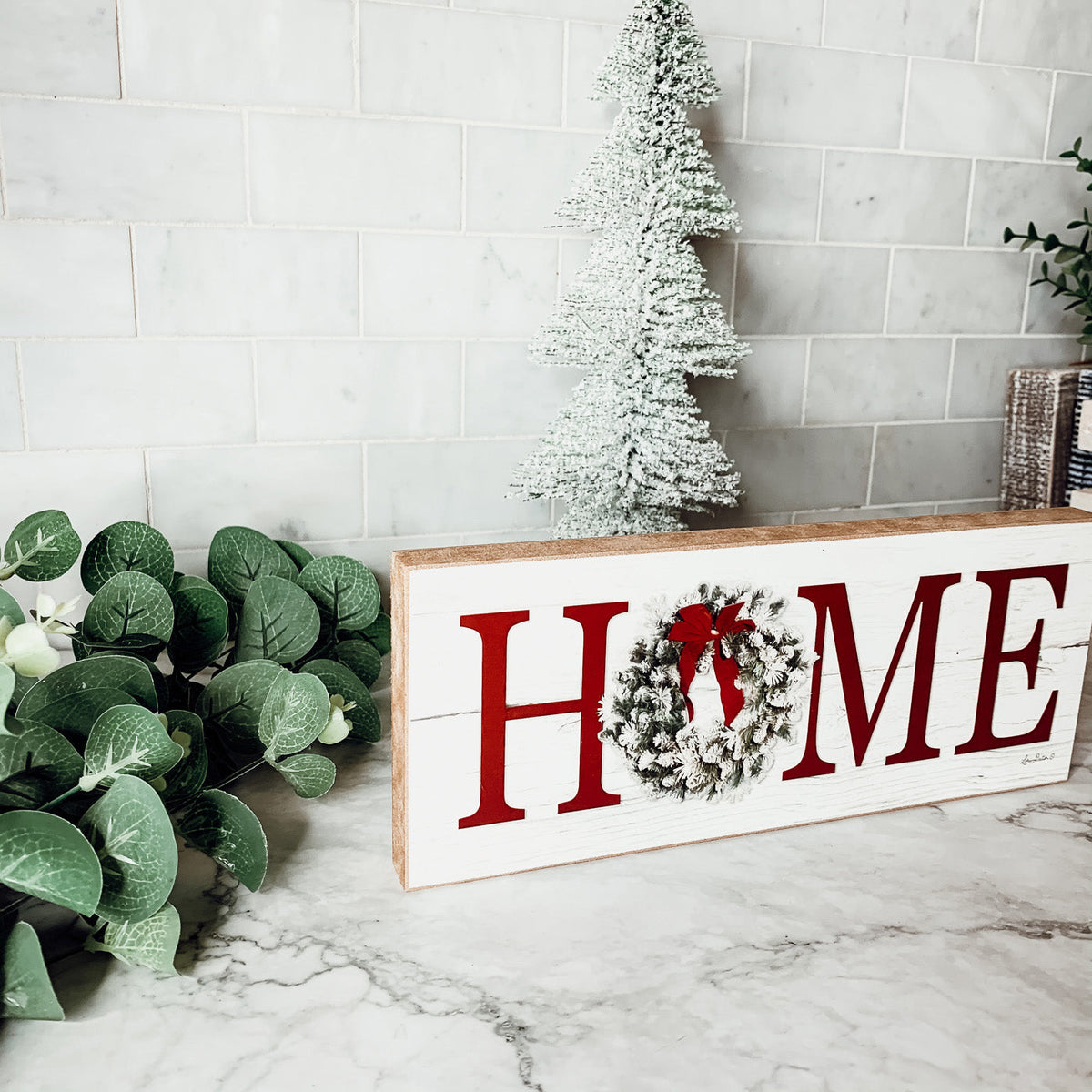 Christmas Home Wreath Sign