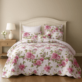Pink Rose Quilt Set with Pillow Shams