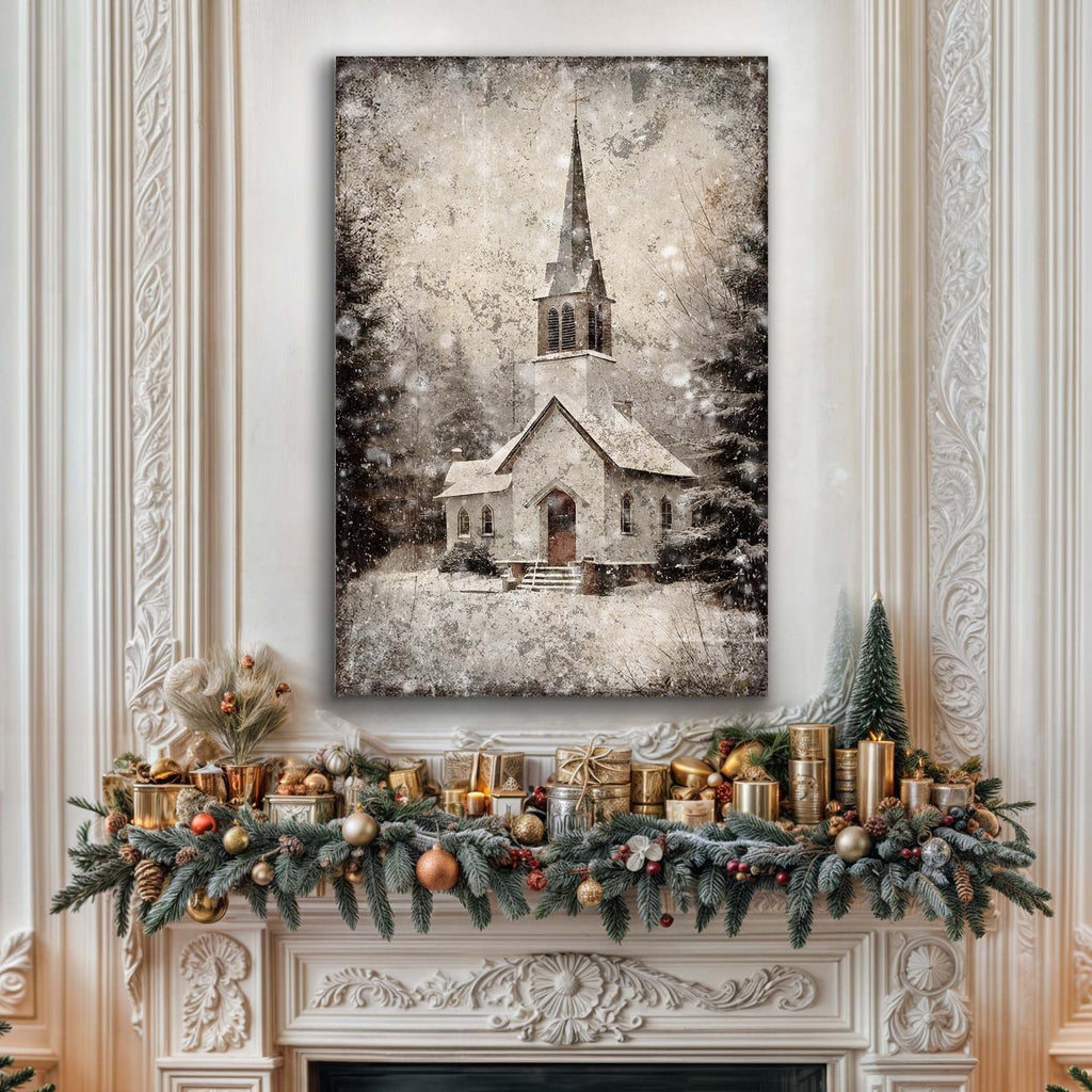 Vintage Chapel in the hills Wall decor