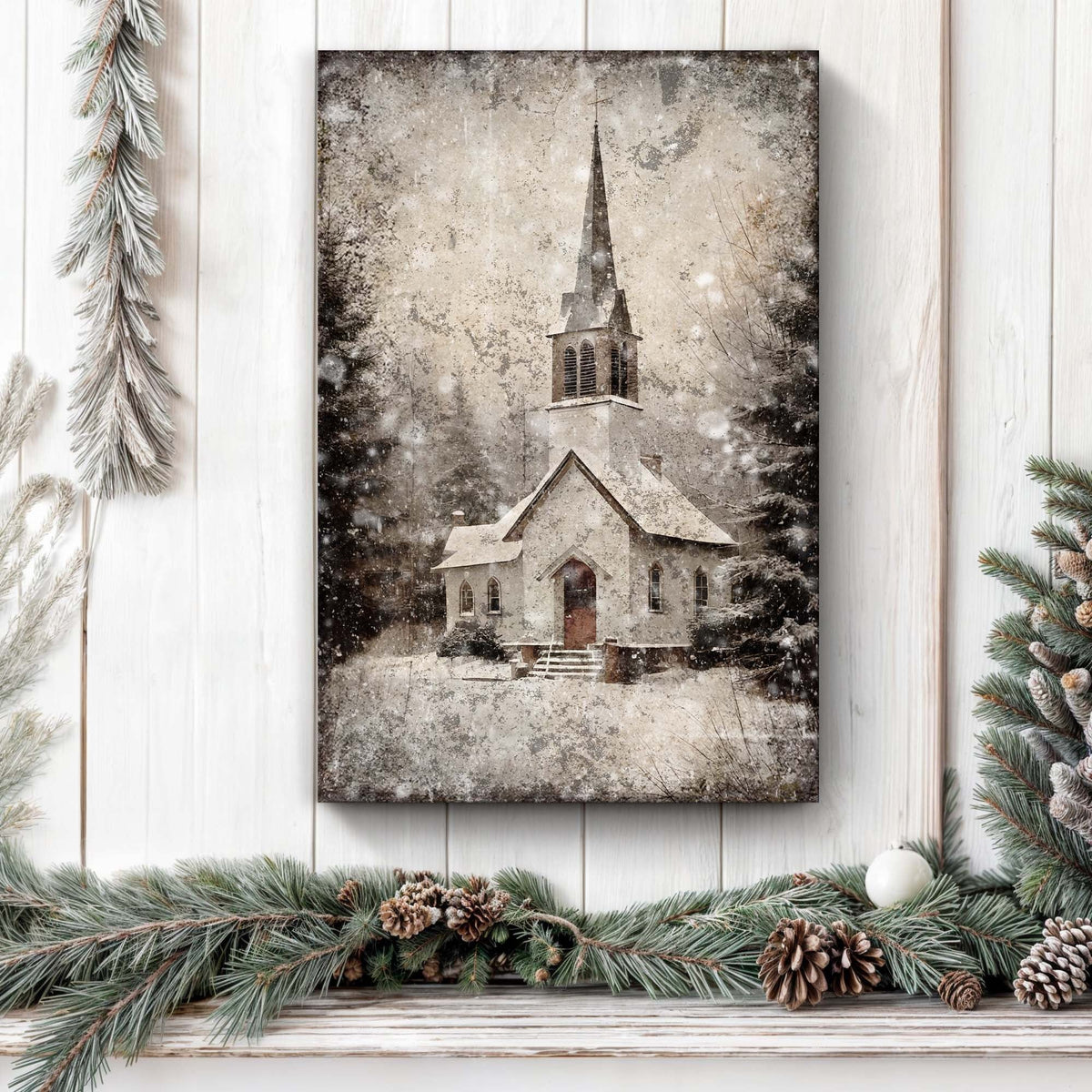Vintage Chapel in the hills Wall decor