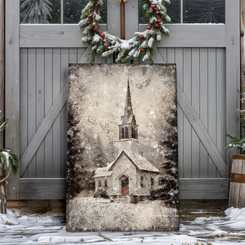 Vintage Chapel in the hills Wall decor