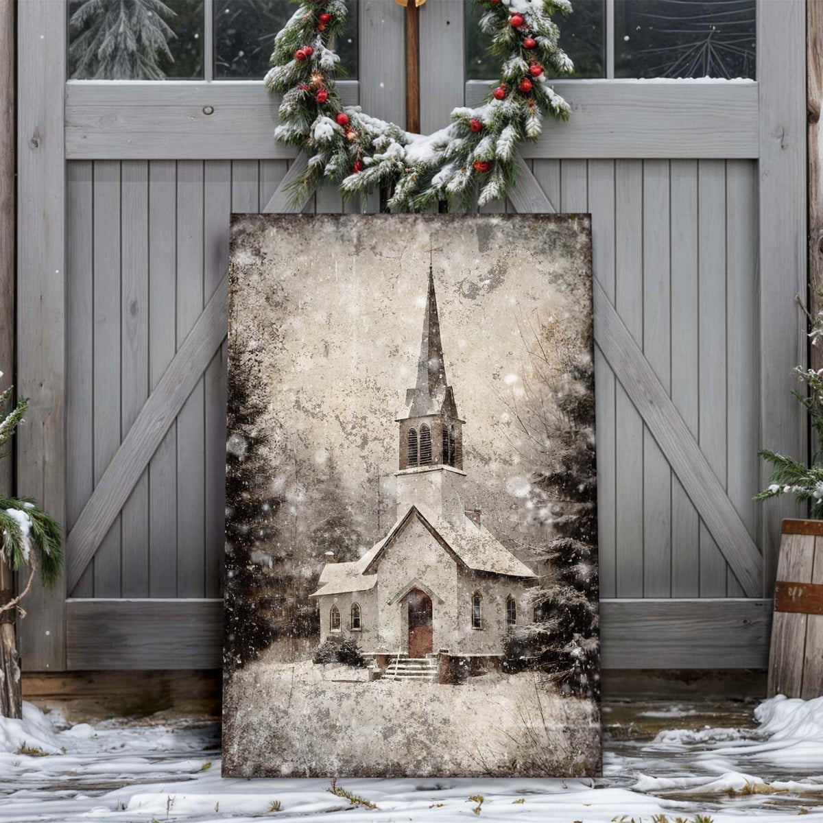 Vintage Chapel in the hills Wall decor