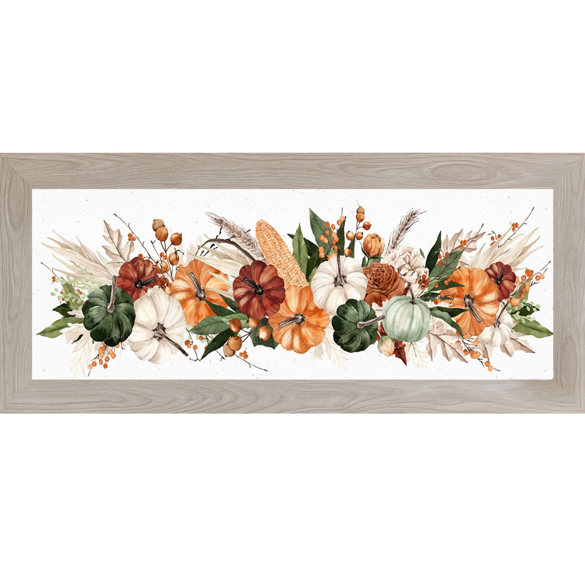 Watercolor Harvest Pumpkin Landscape Wall Art
