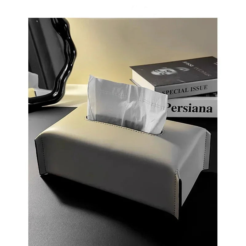 Woven Leather Tissue Box Cover