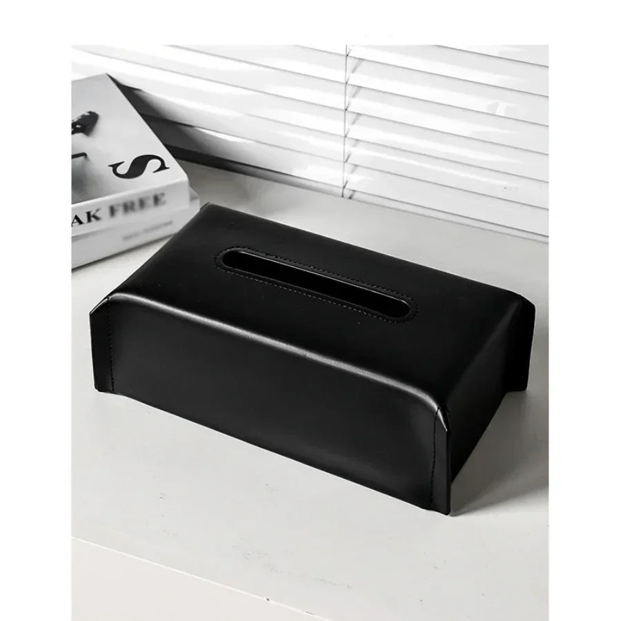 Woven Leather Tissue Box Cover