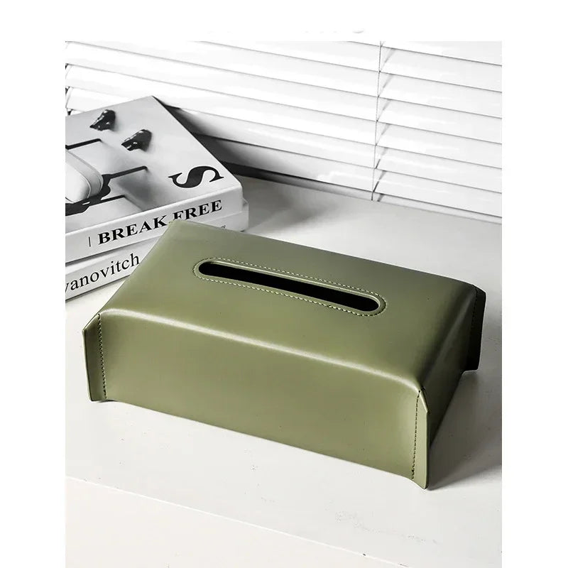Woven Leather Tissue Box Cover