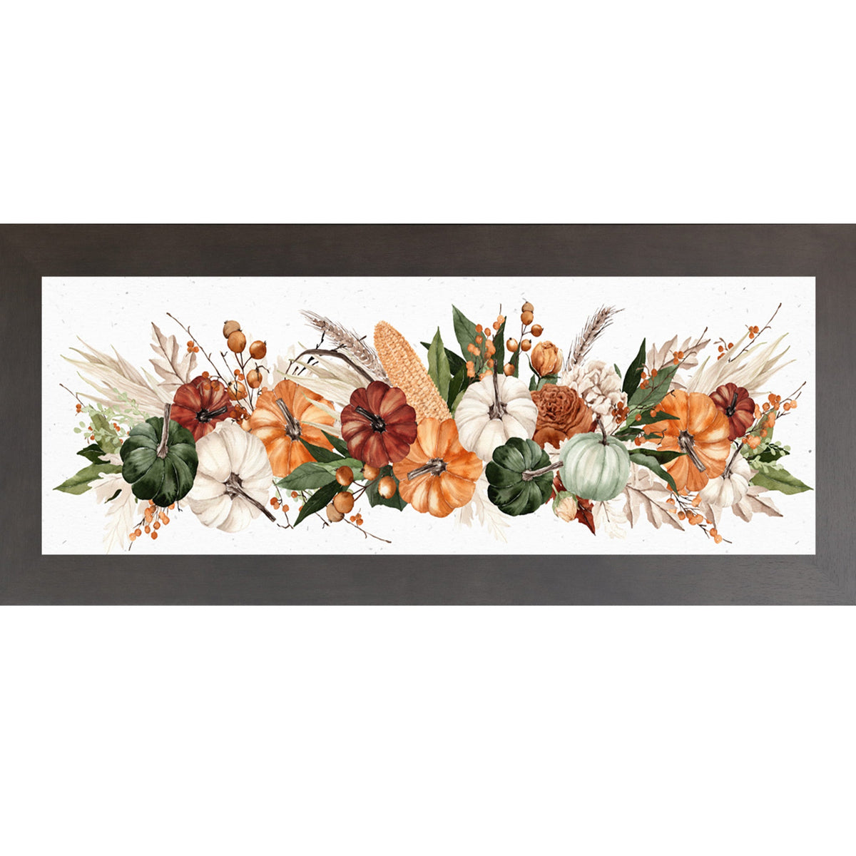 Watercolor Harvest Pumpkin Landscape Wall Art
