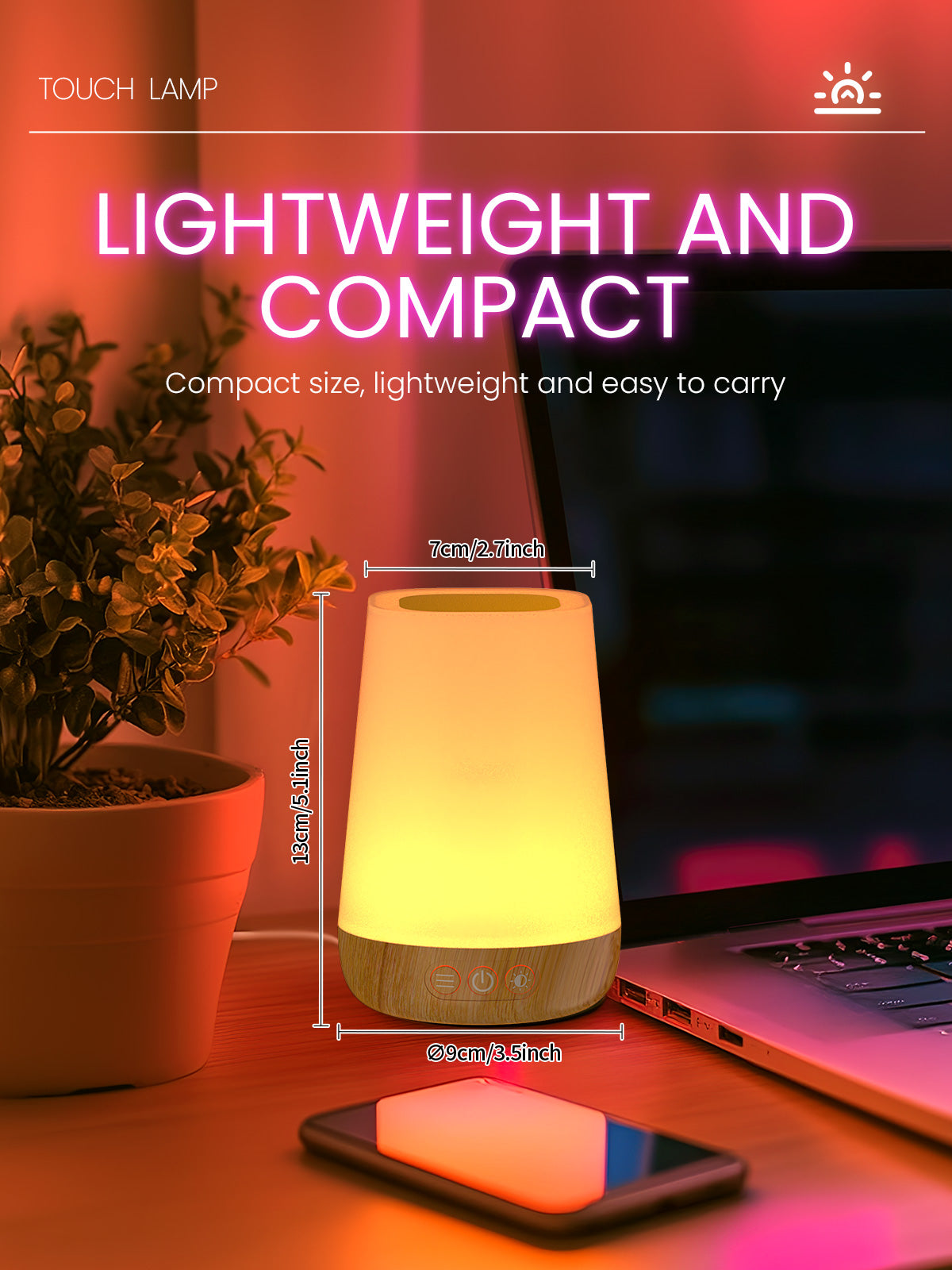 Dimmable Touch Bedside Lamp