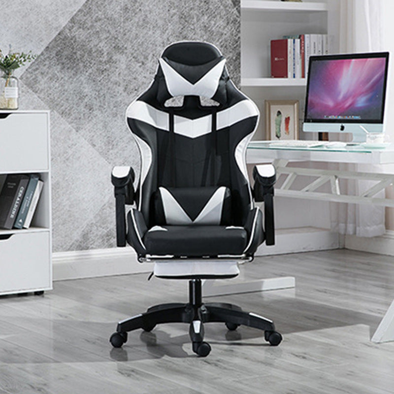 Red Leather Gaming Chair with Footrest