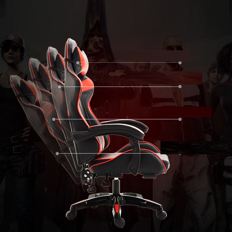 Red Leather Gaming Chair with Footrest