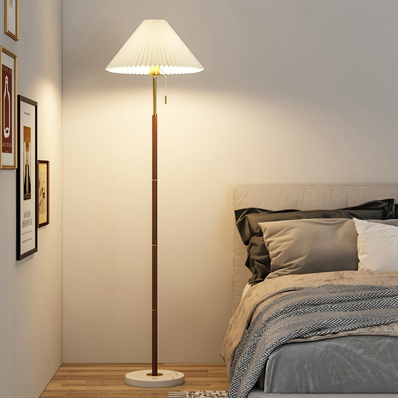 Luxury Wood Grain Pleated Floor Lamp