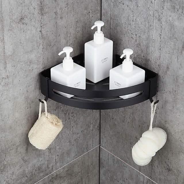Aluminum Corner Shower Caddy with Hooks