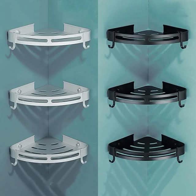Aluminum Corner Shower Caddy with Hooks