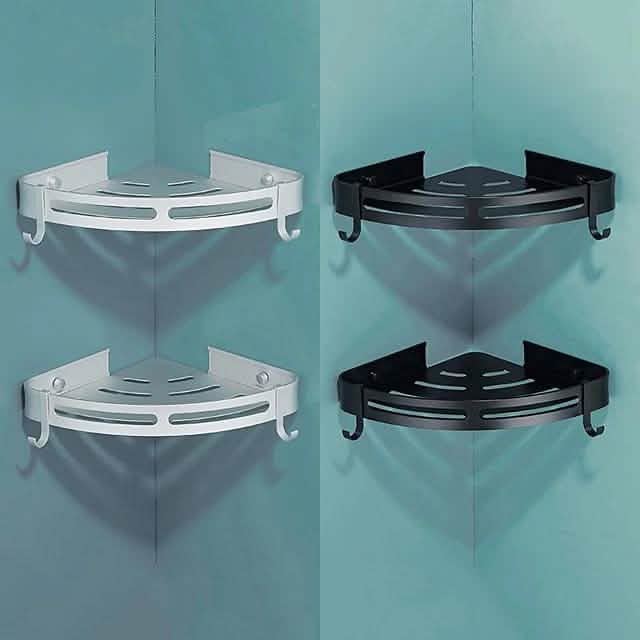 Aluminum Corner Shower Caddy with Hooks