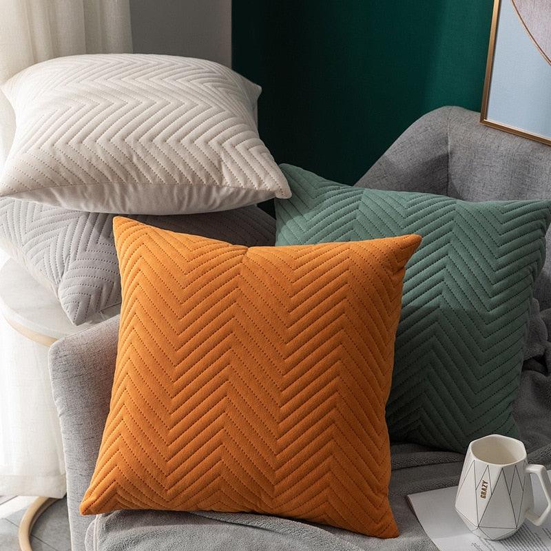 Quilted Velvet Throw Pillow Cover