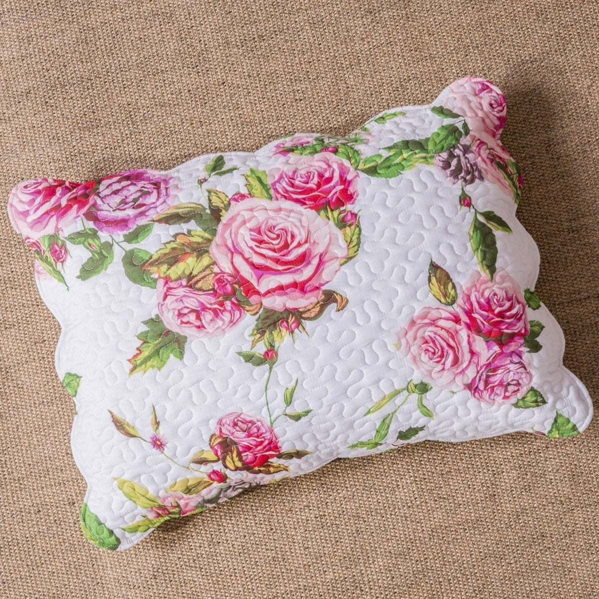 Pink Rose Quilt Set with Pillow Shams