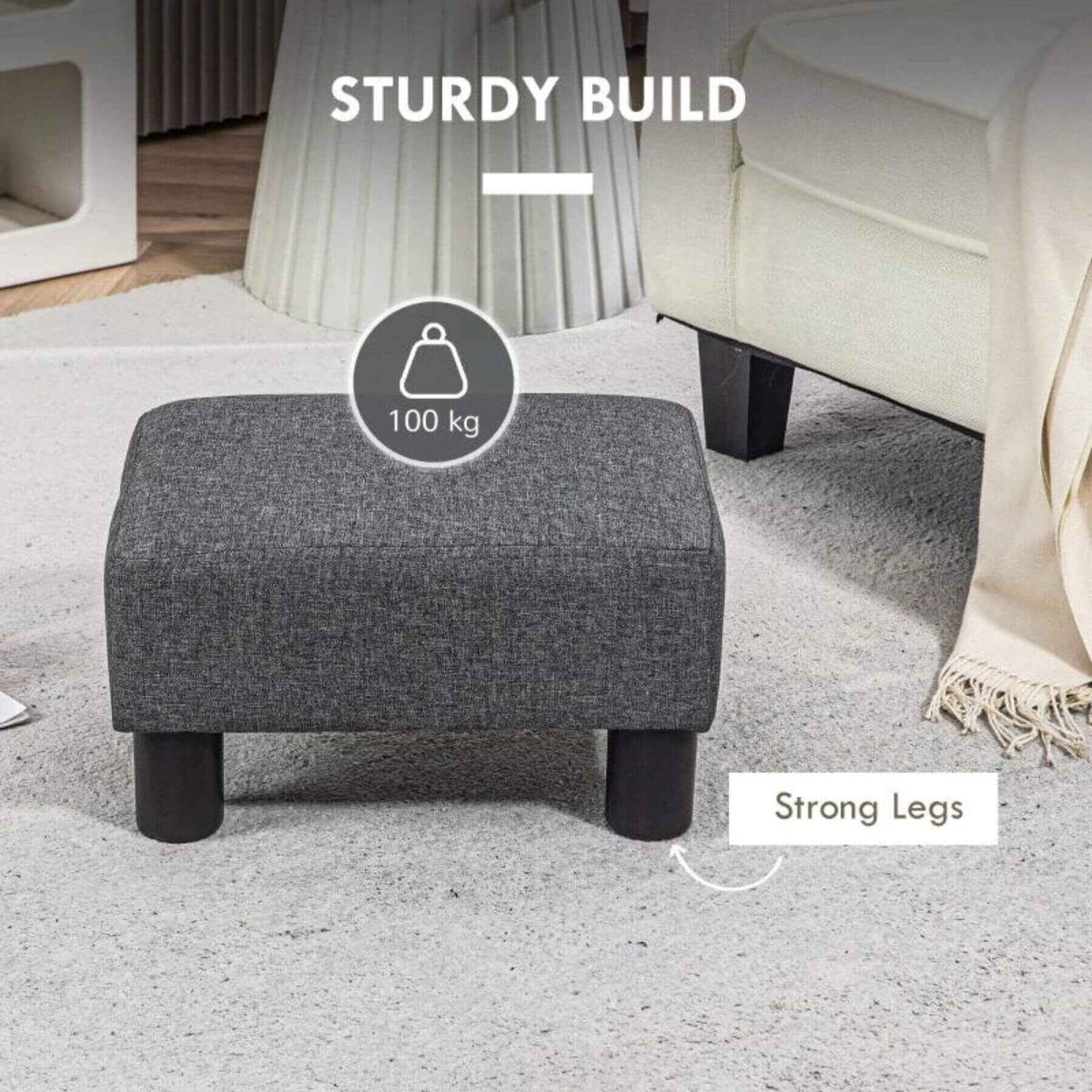 Modern Linen Fabric Ottoman