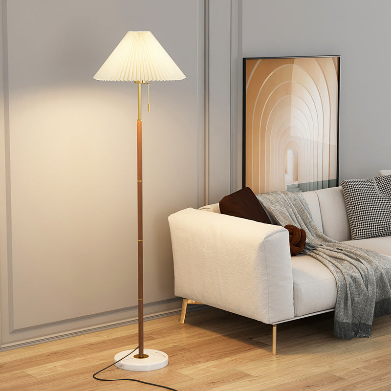 Luxury Wood Grain Pleated Floor Lamp