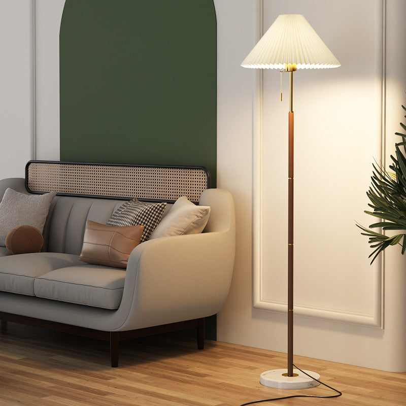 Luxury Wood Grain Pleated Floor Lamp