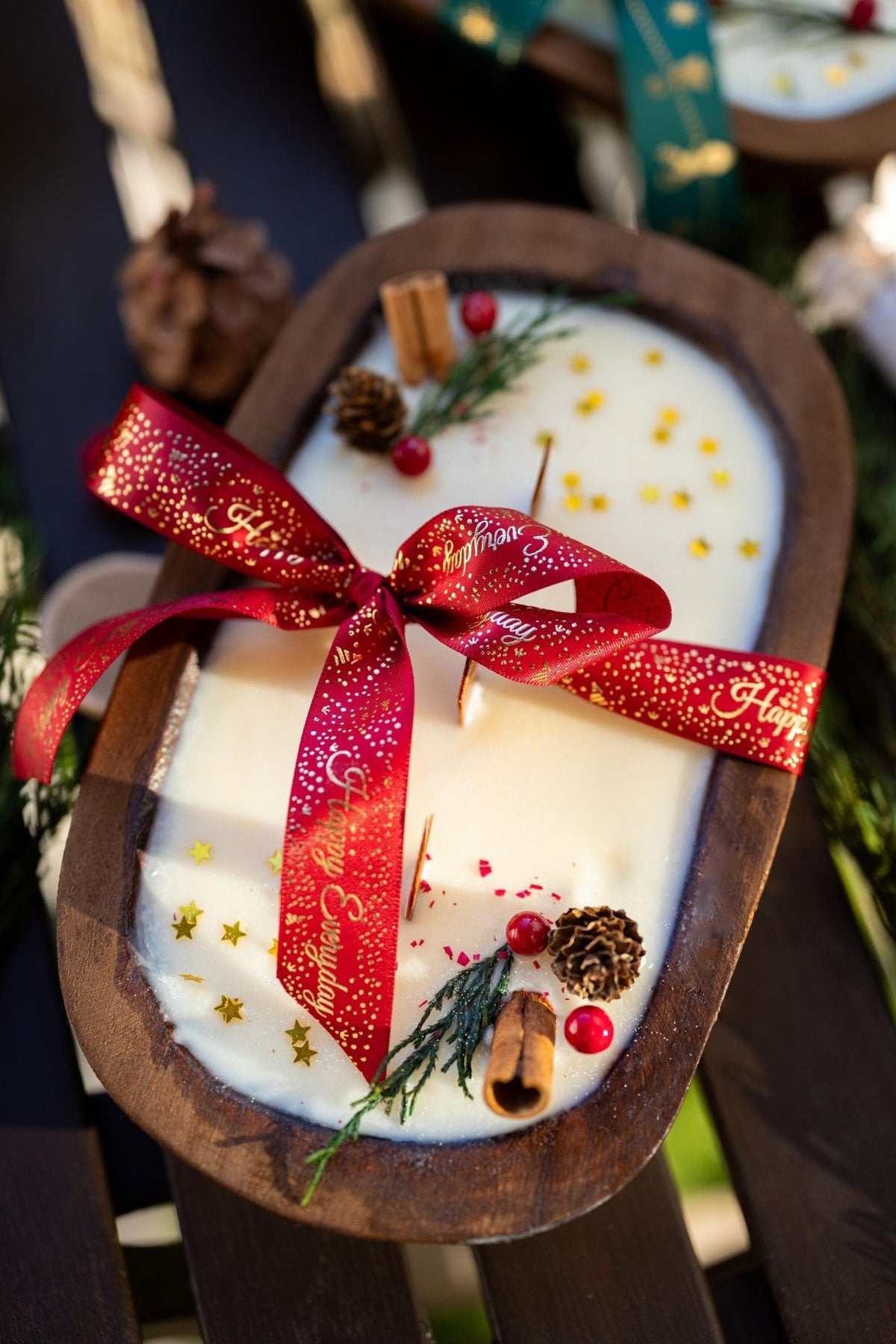 Farmhouse Christmas Dough Bowl Candle