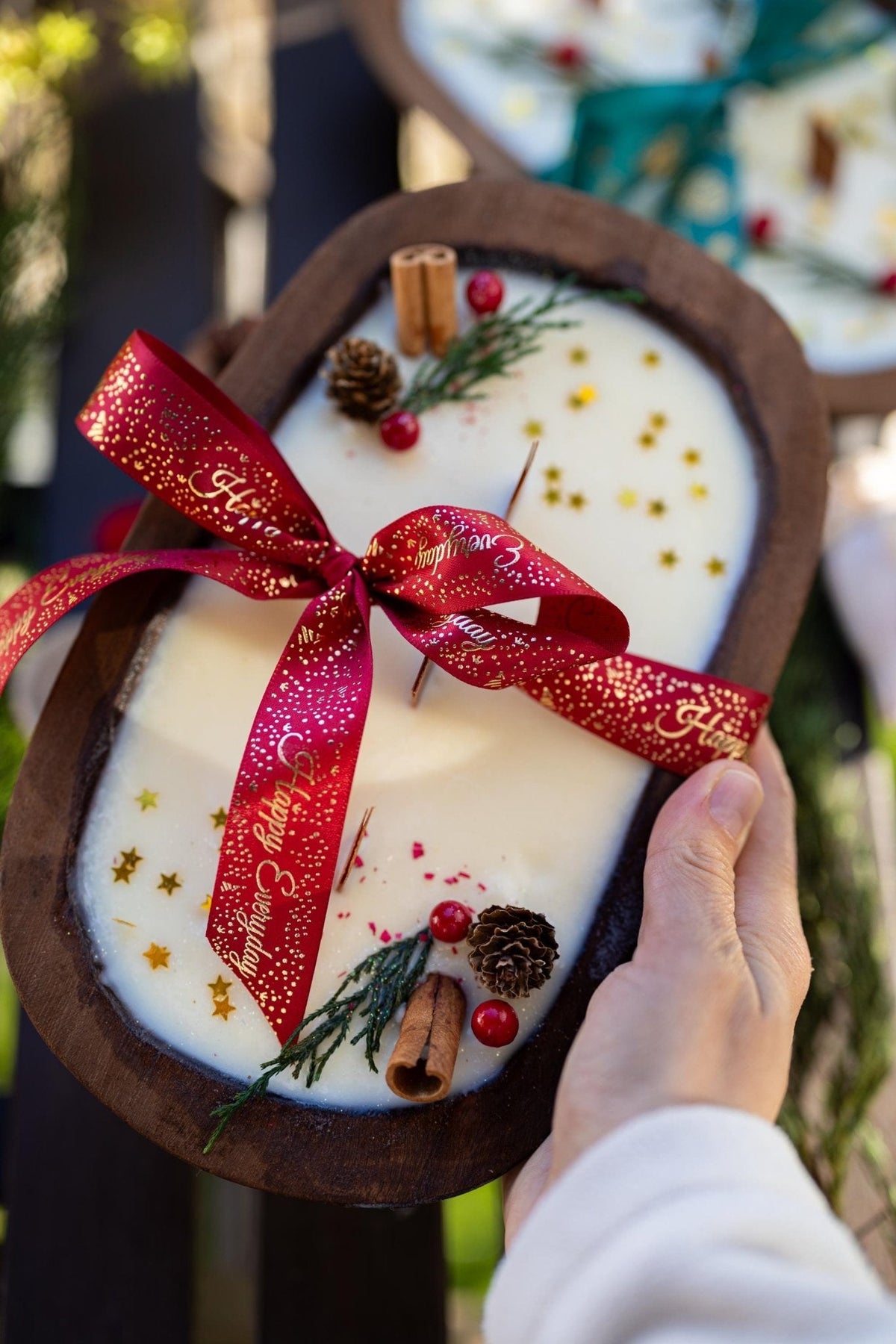 Farmhouse Christmas Dough Bowl Candle