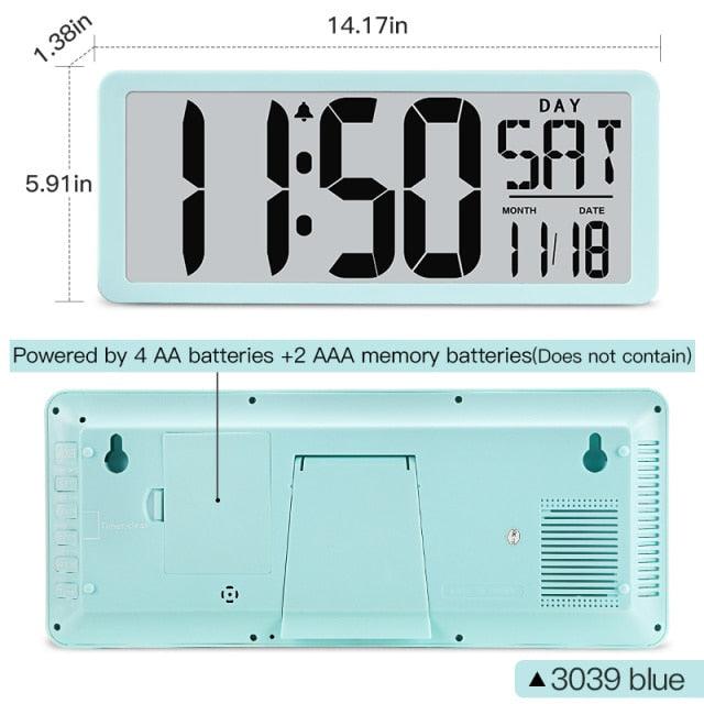 Large Digital Wall Clock with Night Light