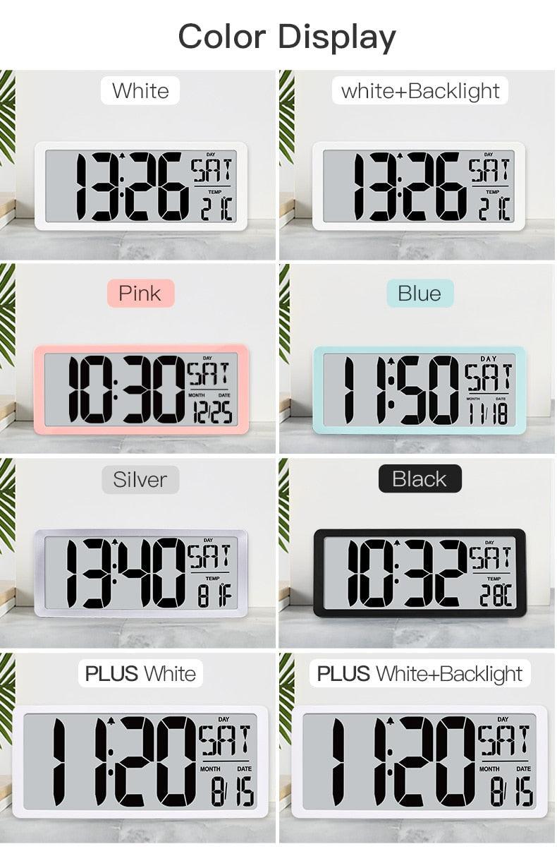 Large Digital Wall Clock with Night Light
