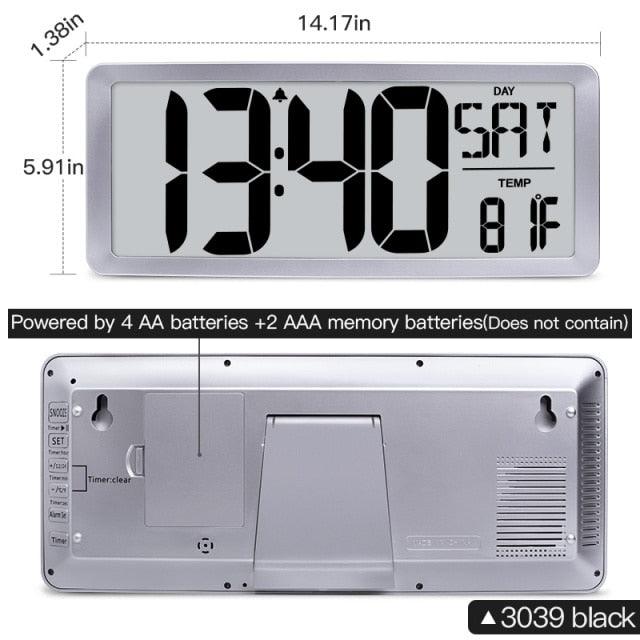 Large Digital Wall Clock with Night Light