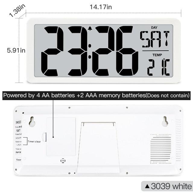 Large Digital Wall Clock with Night Light