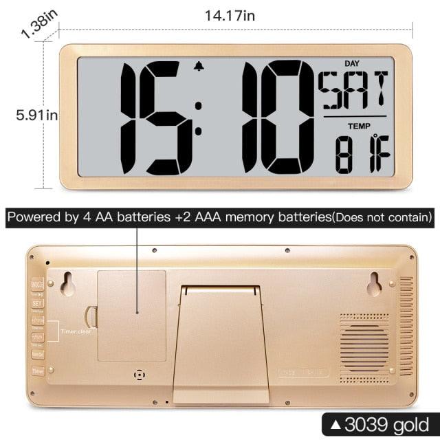Large Digital Wall Clock with Night Light