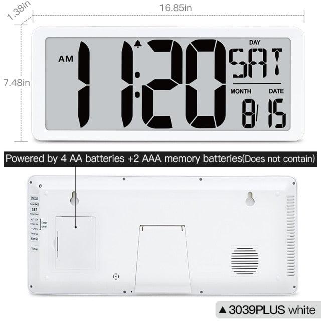Large Digital Wall Clock with Night Light