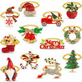 12 pack Gold Christmas Napkin Rings with Bling Various Christmas Napkin Holders