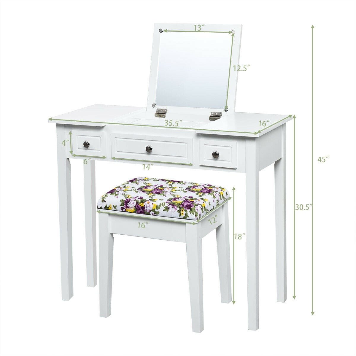 Vanity Table with mirror and drawers