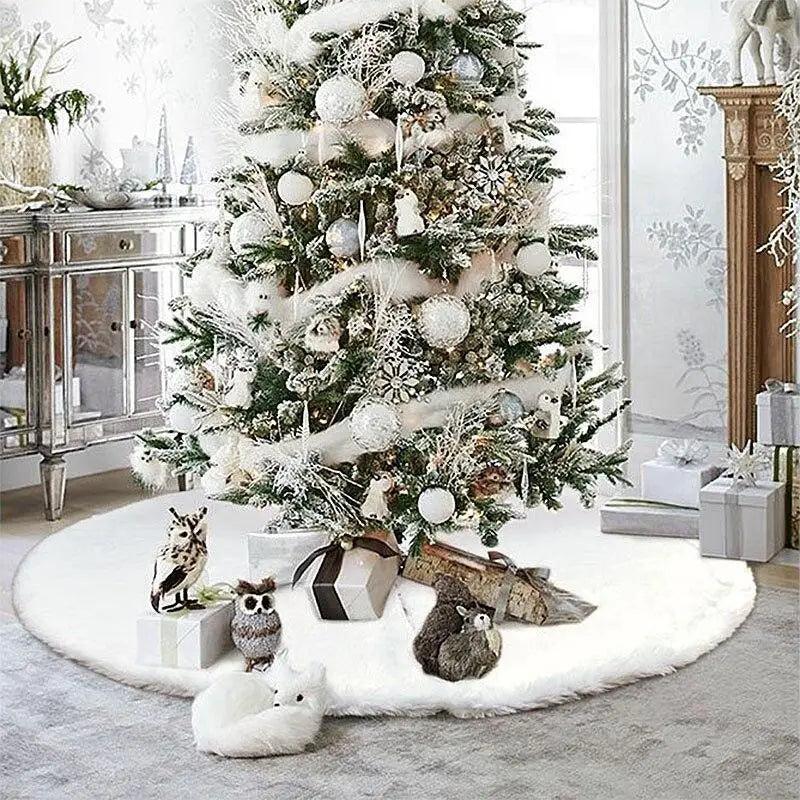 White Christmas Plush Fur Tree Skirt