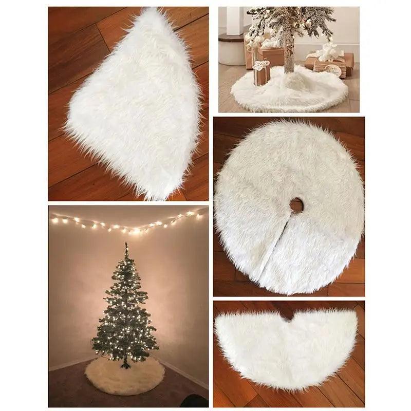 White Christmas Plush Fur Tree Skirt