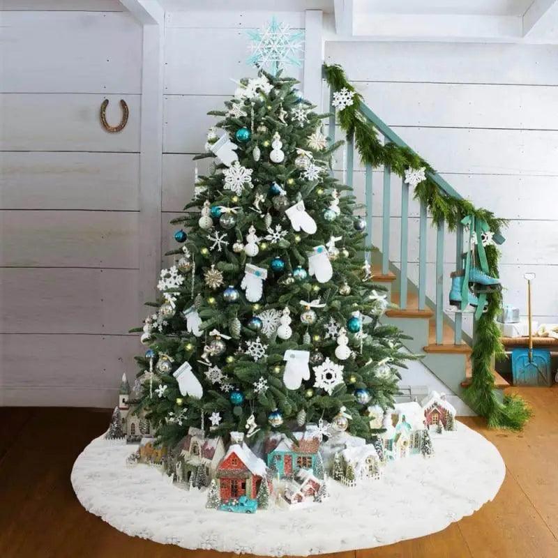 White Christmas Plush Fur Tree Skirt