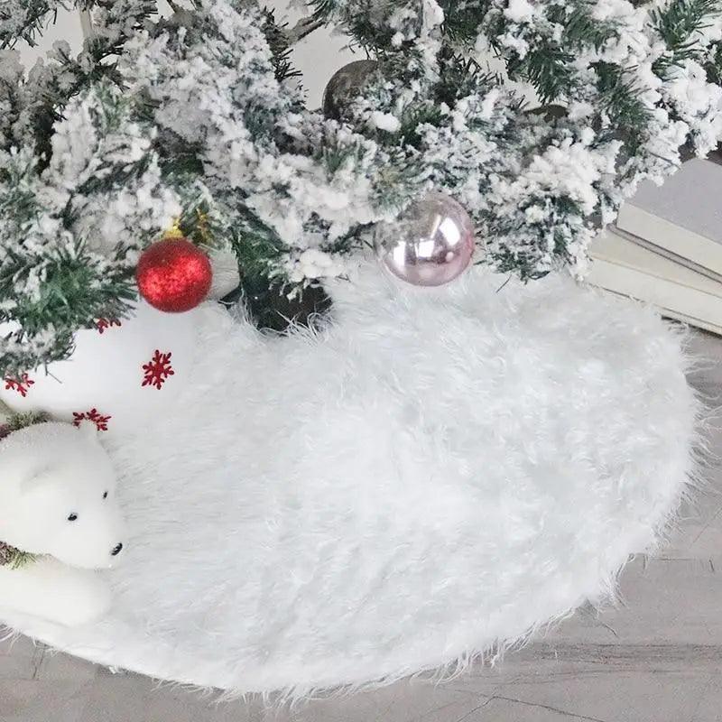 White Christmas Plush Fur Tree Skirt