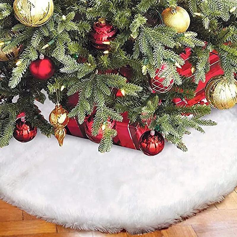 White Christmas Plush Fur Tree Skirt