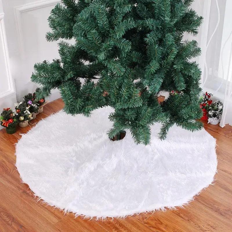White Christmas Plush Fur Tree Skirt