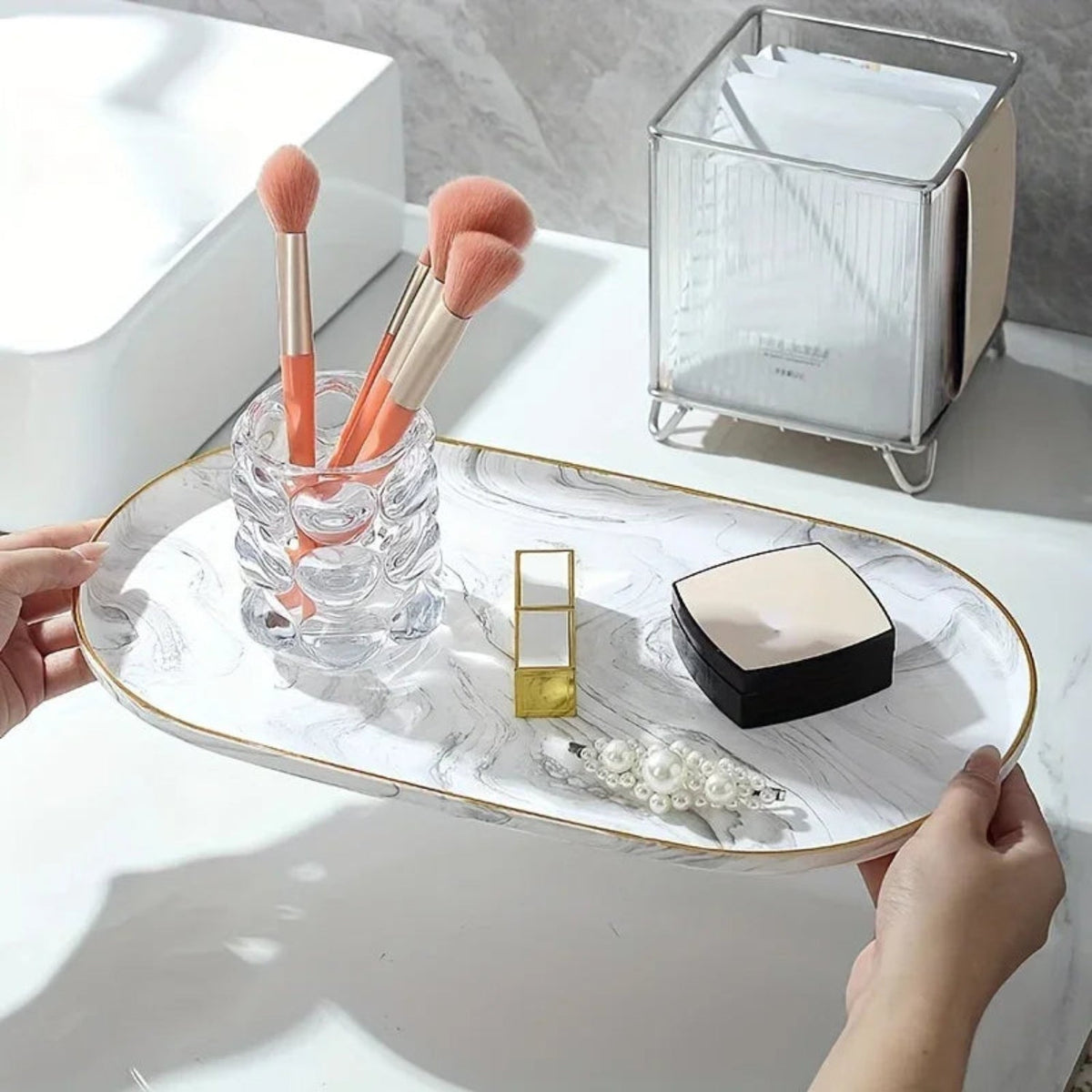 Elegant Marble Vanity Tray