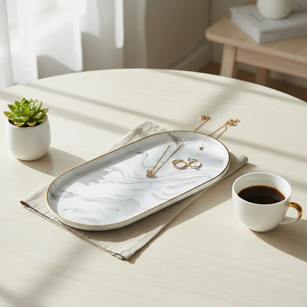 Elegant Marble Vanity Tray