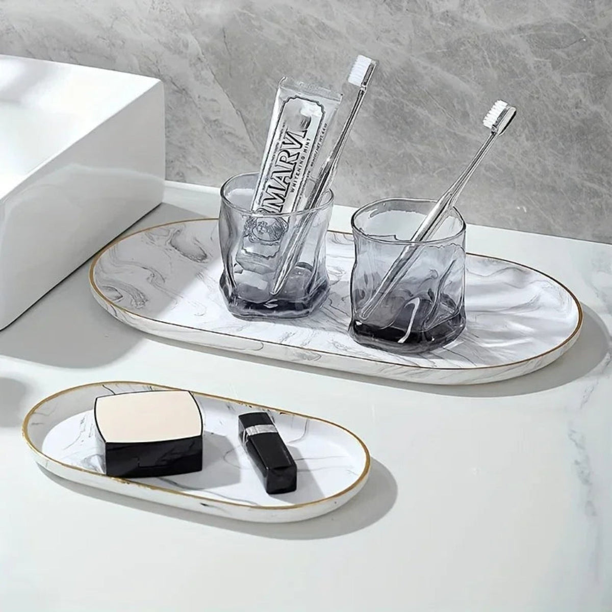 Elegant Marble Vanity Tray